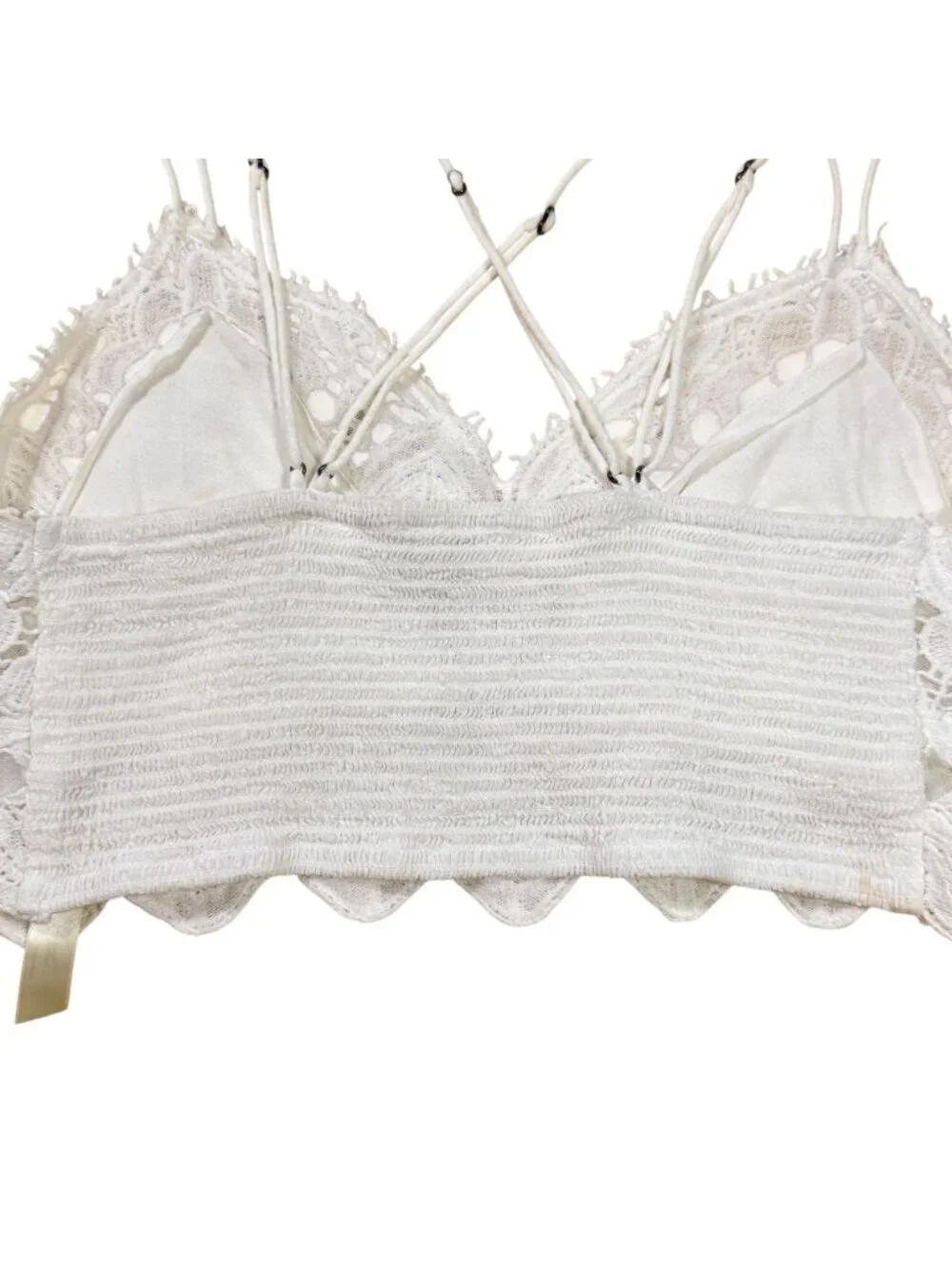 Free People FP One Women’s White Lace Crochet Bralette Cami Top Size Small - Picture 5 of 9